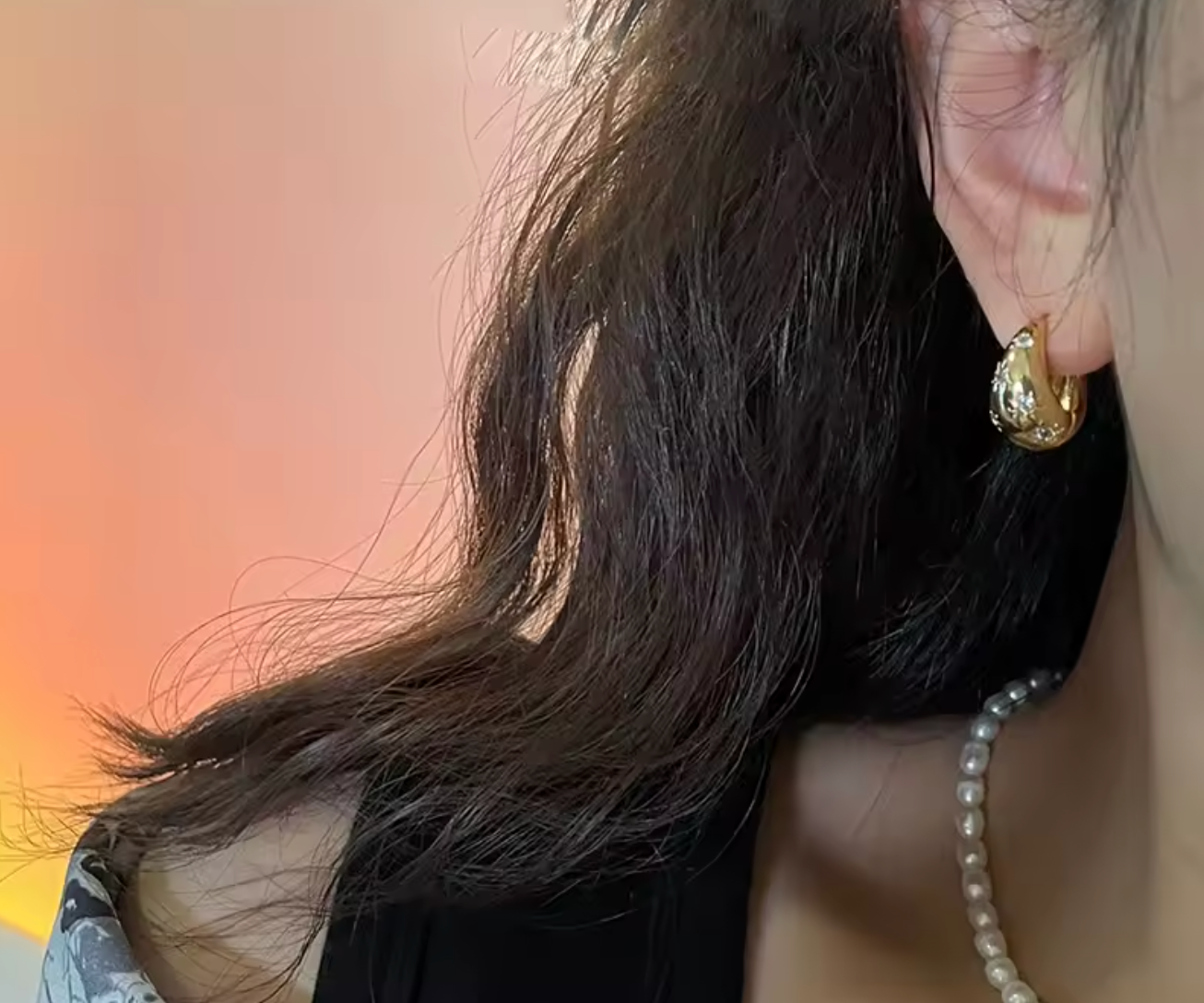 Stainless Steel Smooth Star Zircon Hoop Earrings for Women