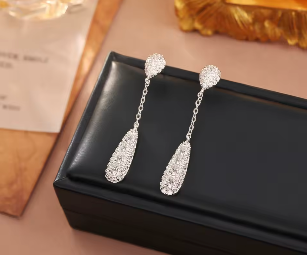 Ultra Glitter Zircon Tassel Long Earrings for Women