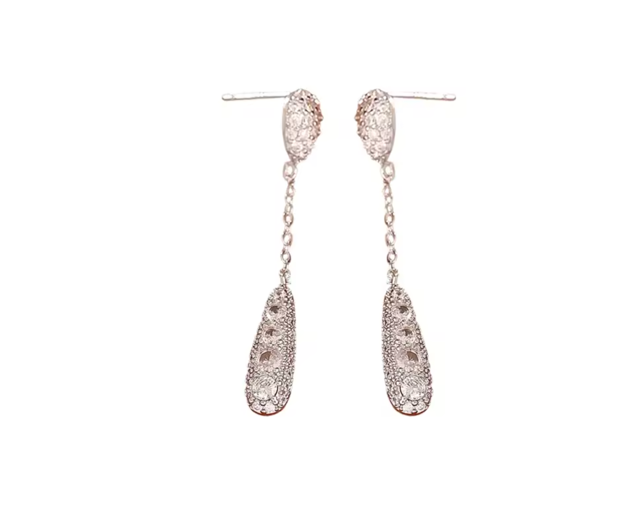 Ultra Glitter Zircon Tassel Long Earrings for Women