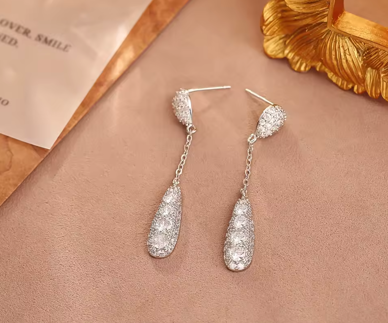 Ultra Glitter Zircon Tassel Long Earrings for Women