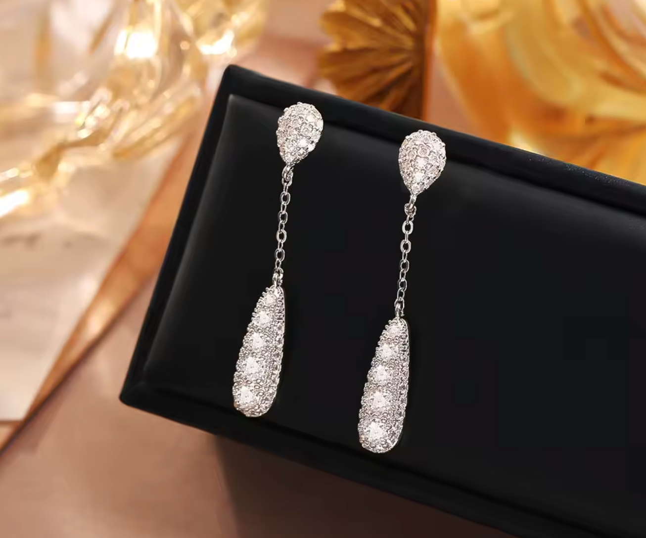 Ultra Glitter Zircon Tassel Long Earrings for Women
