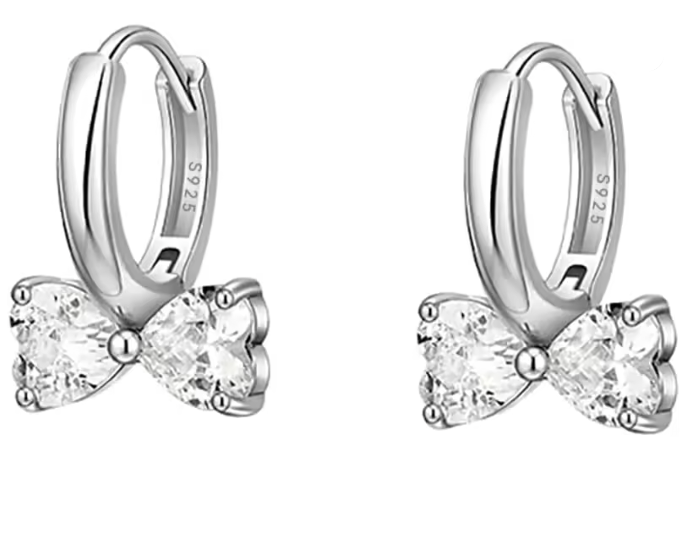 Sterling Silver Love Bow Hoop Earrings for Women