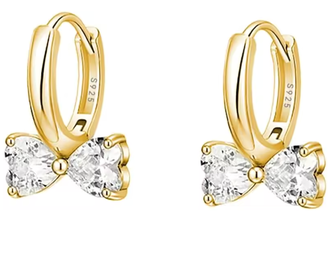Sterling Silver Love Bow Hoop Earrings for Women