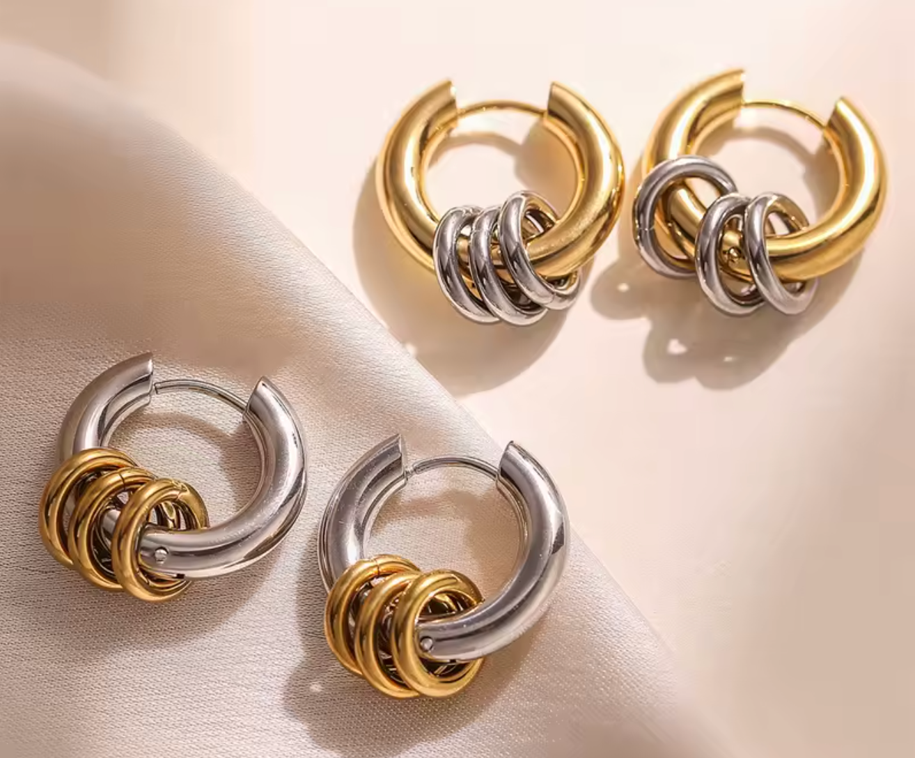 Stainless Steel Large & Small Hoop Earrings for Women