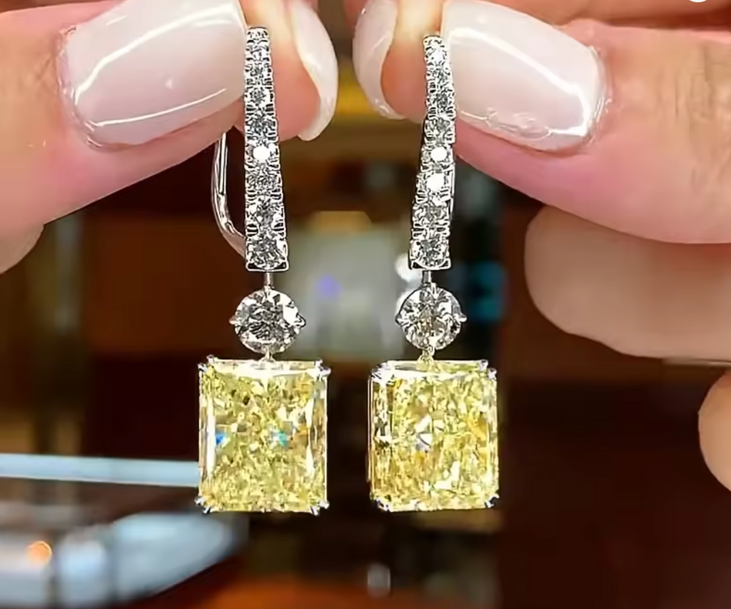 Luxury Yellow Cubic Zirconia Dangle Earrings for Women