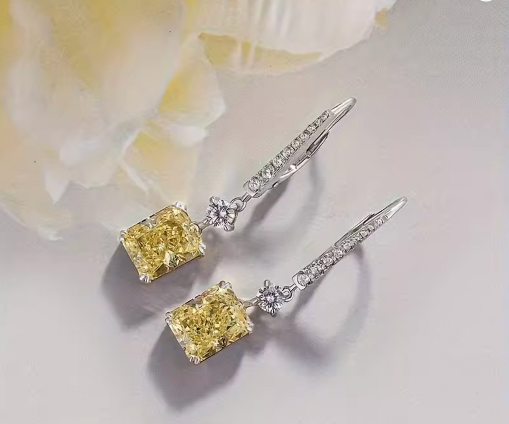 Luxury Yellow Cubic Zirconia Dangle Earrings for Women