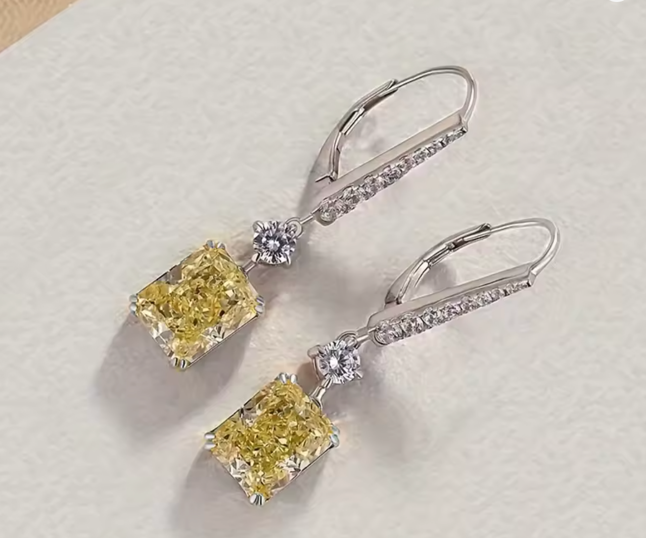 Luxury Yellow Cubic Zirconia Dangle Earrings for Women