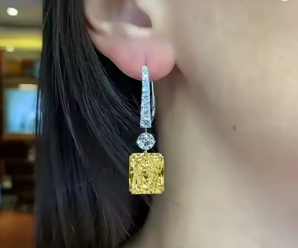 Luxury Yellow Cubic Zirconia Dangle Earrings for Women
