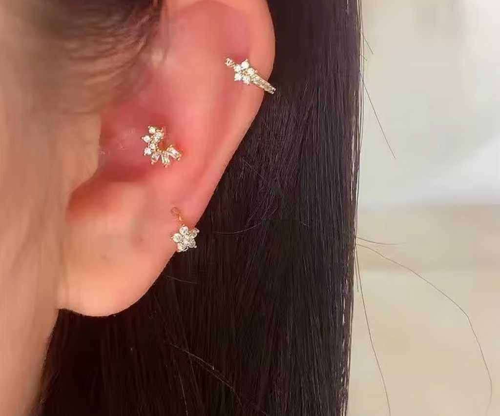 Stainless Steel Zircon Star Hoop Earrings for Women