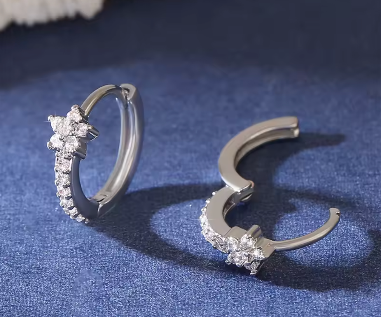 Stainless Steel Zircon Star Hoop Earrings for Women
